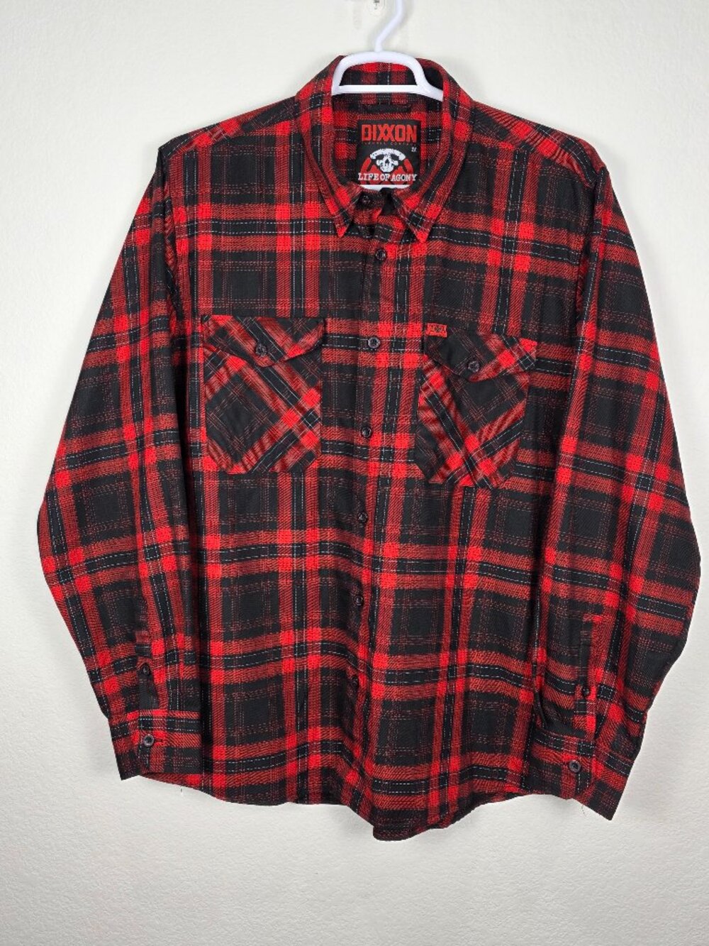 DIXXON x Life Of Agony Flannel Shirt Red Black Plaid Men's Size 2XL LOA Collab
